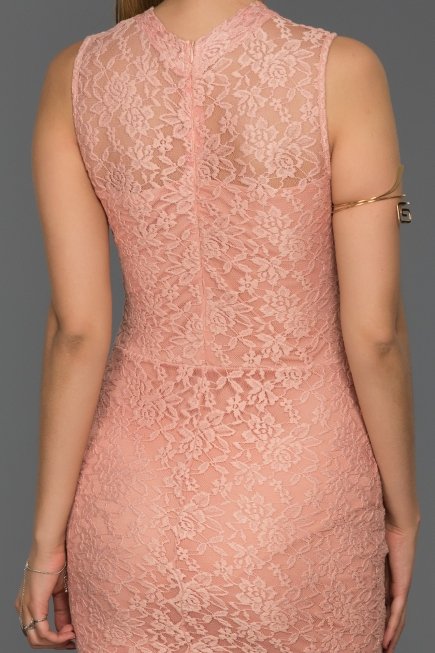 Pudra Mini Dantelli Elbise ES3574