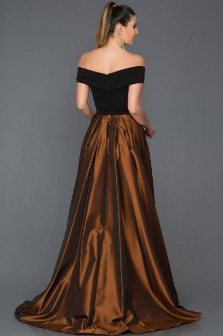 Long Copper Evening Dress ABU471 | Abiyefon.com