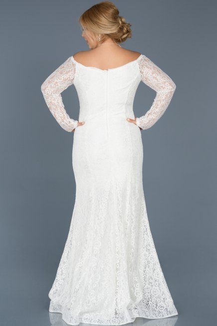 Long White Plus Size Dress ABU011