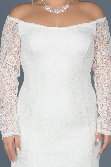 Long White Plus Size Dress ABU011