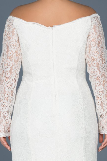 Long White Plus Size Dress ABU011