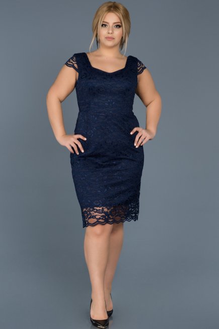 Short Navy Blue Oversized Evening Dress ABK010