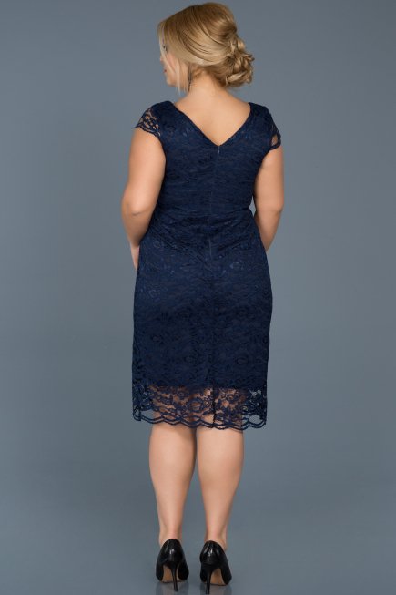Short Navy Blue Oversized Evening Dress ABK010