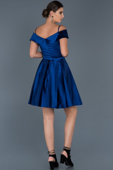Short Sax Blue Satin Invitation Dress ABK309