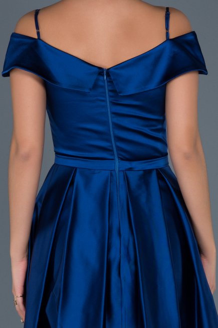 Short Sax Blue Satin Invitation Dress ABK309