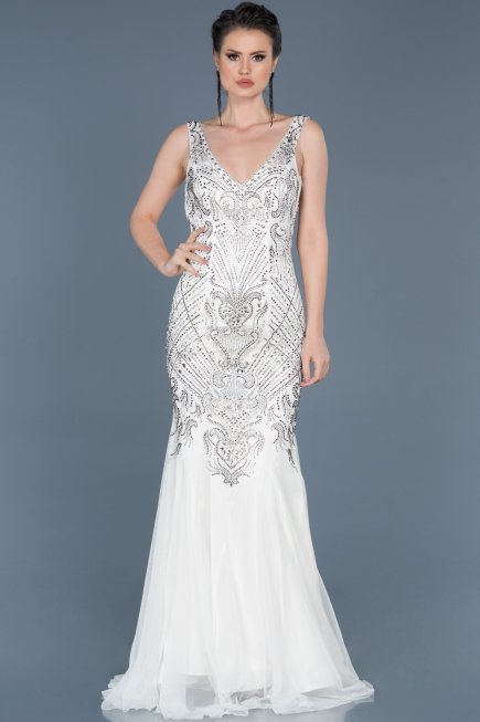 Long White Evening Dress ABU266