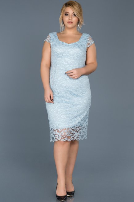 Short Blue Oversized Evening Dress ABK010