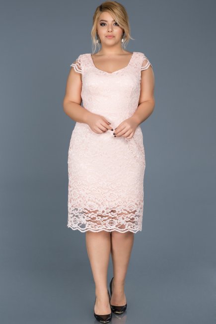 Short Powder Color Oversized Evening Dress ABK010