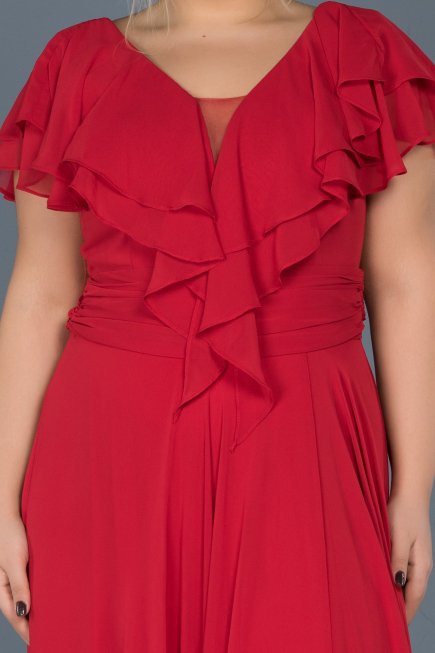 Long Red Plus Size Evening Dress ABU032