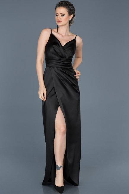 Long Black Engagement Dress ABU564