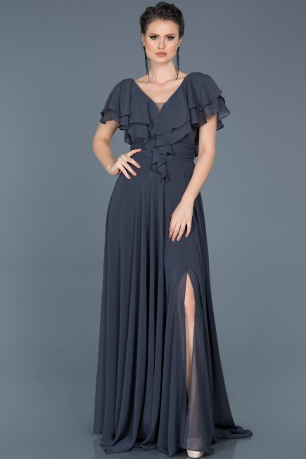 Long İndigo Engagement Dress ABU032