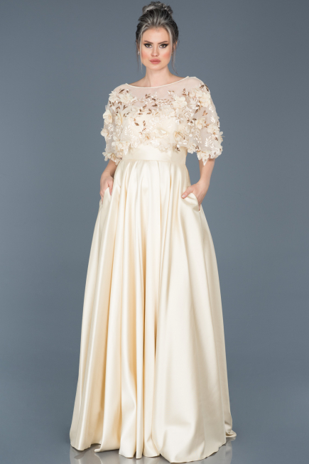 Long Beige Evening Dress ABU115