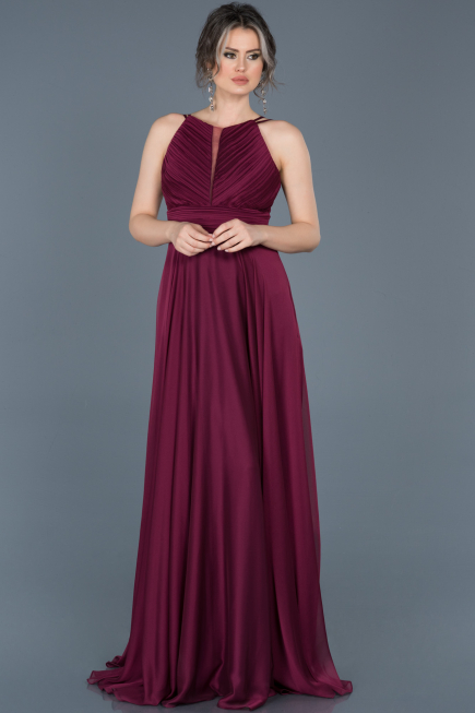 Long Burgundy Engagement Dress ABU123