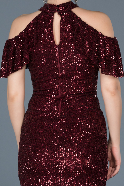 Short Burgundy Invitation Dress ABK323