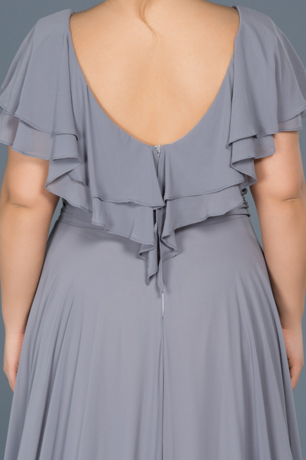 Long Grey Plus Size Evening Dress ABU032