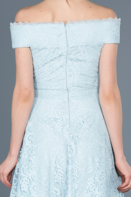 Front Short Back Long Blue Laced Prom Gown ABO018