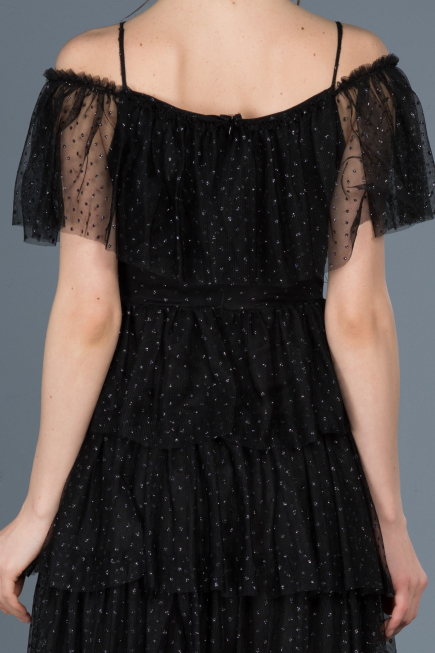 Short Black Prom Gown ABK413