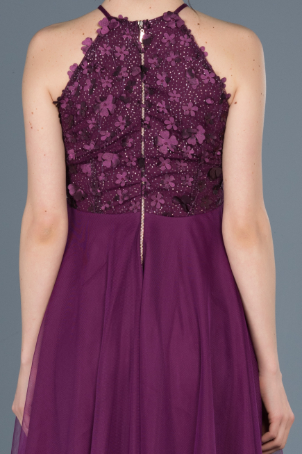 Short Purple Prom Gown ABK416