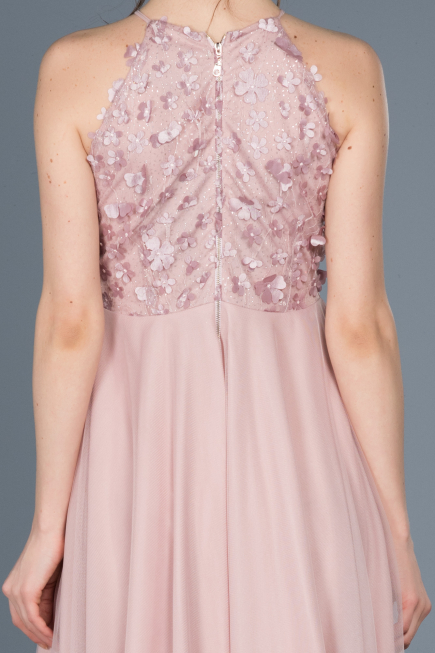 Short Powder Color Prom Gown ABK416