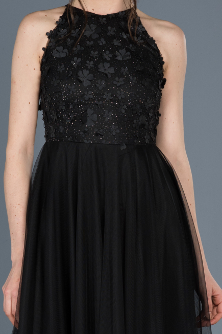 Short Black Prom Gown ABK416