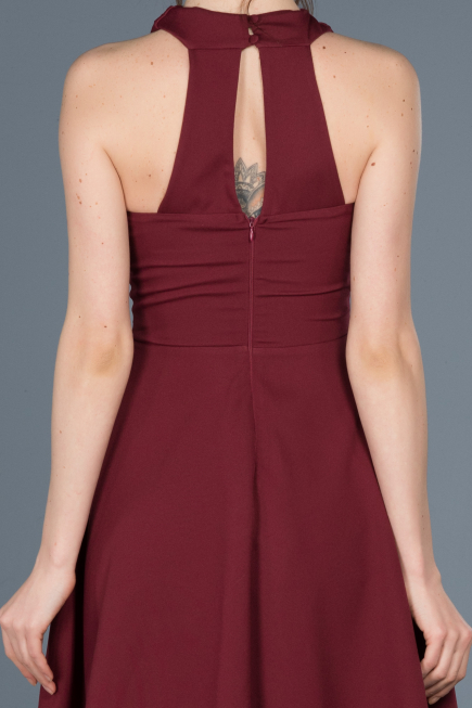 Short Burgundy Invitation Dress ABK392