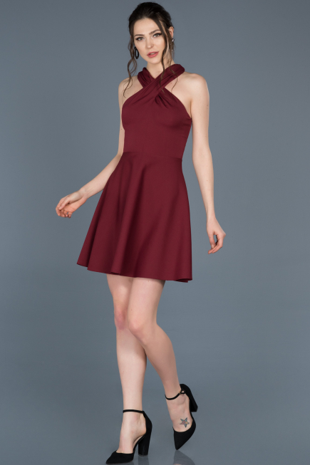 Short Burgundy Invitation Dress ABK392
