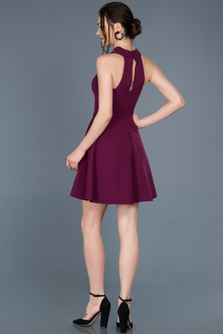 Short Plum Invitation Dress ABK392