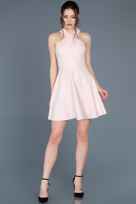 Short Powder Color Invitation Dress ABK392