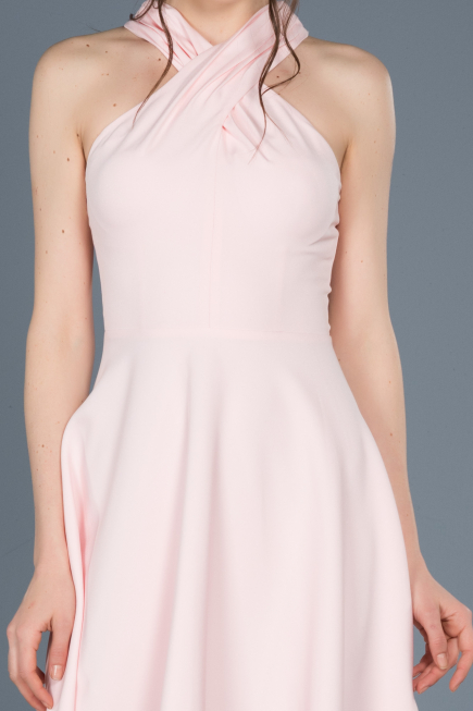 Short Powder Color Invitation Dress ABK392