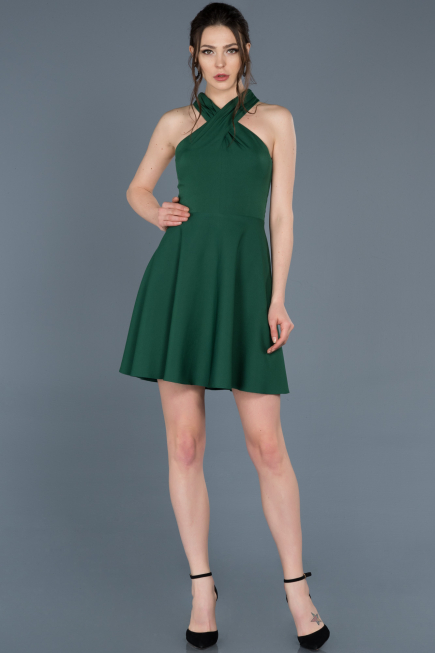 Short Emerald Green Invitation Dress ABK392