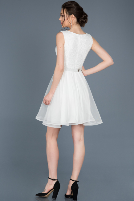 Short White Prom Gown ABK452