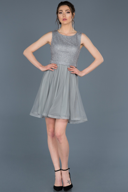 Short Grey Prom Gown ABK452
