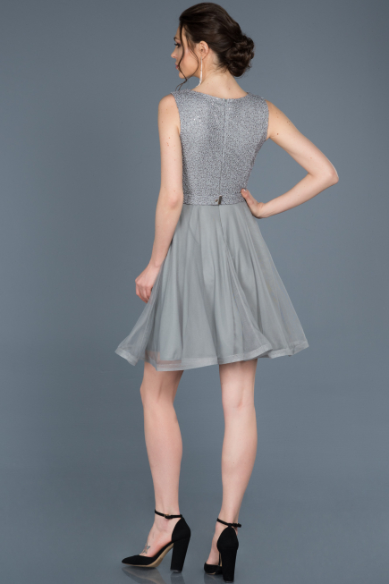 Short Grey Prom Gown ABK452