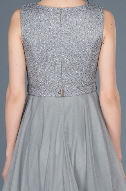 Short Grey Prom Gown ABK452