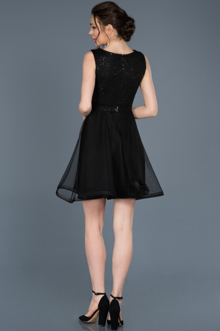 Short Black Prom Gown ABK452