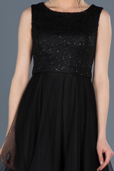 Short Black Prom Gown ABK452