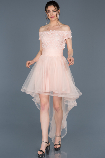 Front Short Back Long Powder Color Prom Gown ABO022