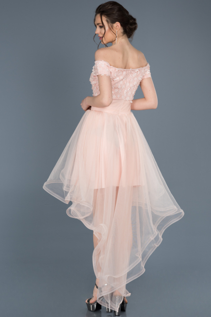 Front Short Back Long Powder Color Prom Gown ABO022