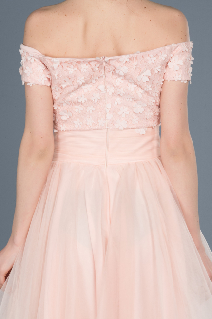 Front Short Back Long Powder Color Prom Gown ABO022