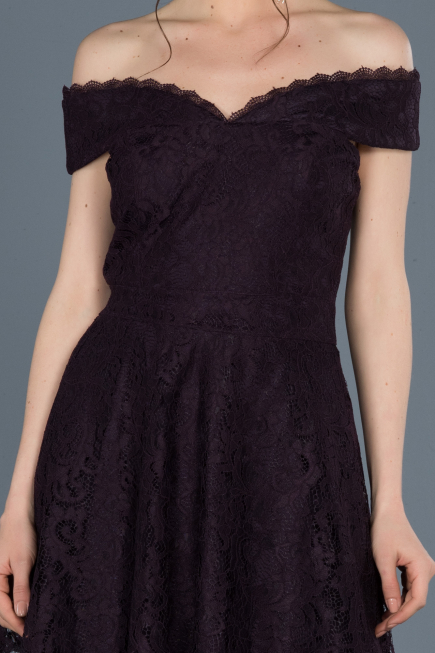 Front Short Back Long Purple Laced Prom Gown ABO018