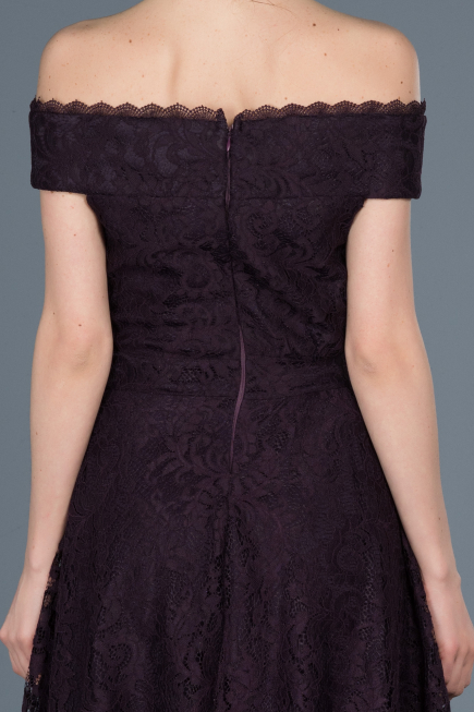 Front Short Back Long Purple Laced Prom Gown ABO018