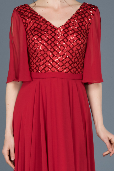Long Red Invitation Dress ABU676