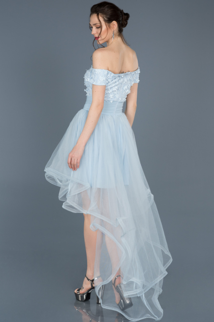 Front Short Back Long Light Blue Prom Gown ABO022