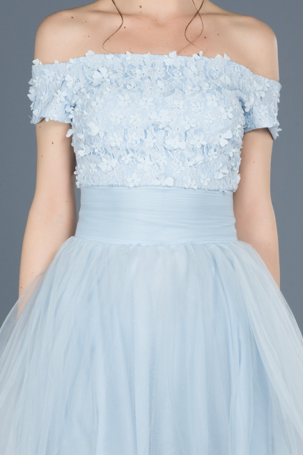 Front Short Back Long Light Blue Prom Gown ABO022