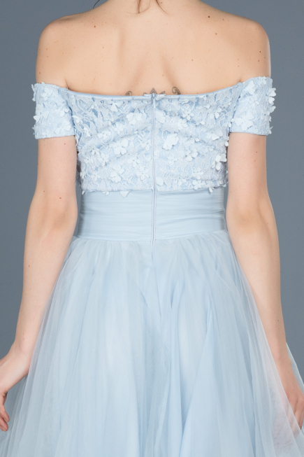 Front Short Back Long Light Blue Prom Gown ABO022