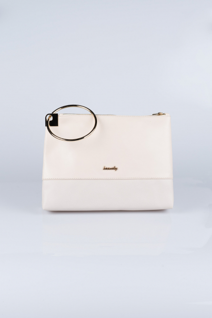 Beige Leather Evening Bag V124