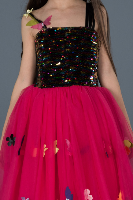 Long Fuchsia Girl Dress ABU714
