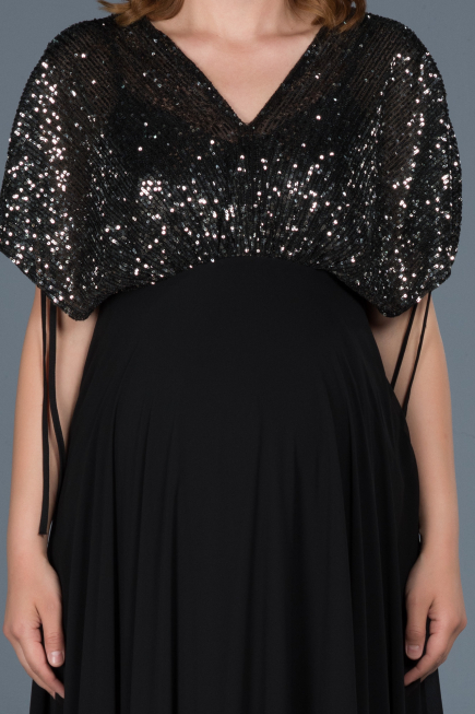 Long Anthracite Pregnancy Evening Dress ABU746