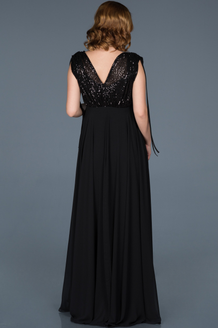 Long Black Pregnancy Evening Dress ABU746