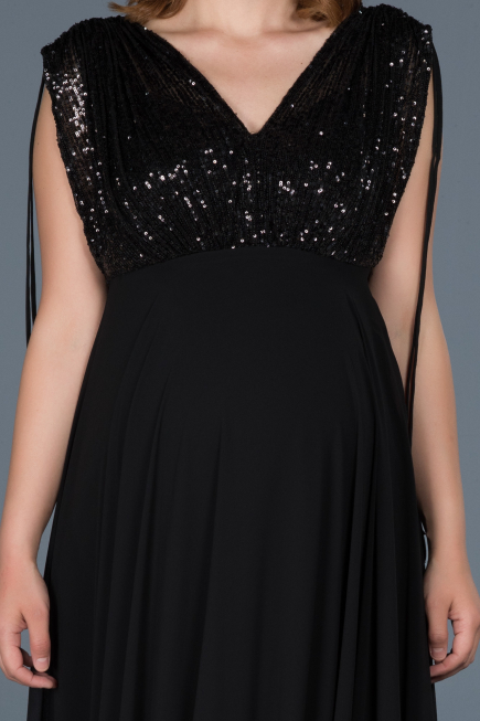 Long Black Pregnancy Evening Dress ABU746